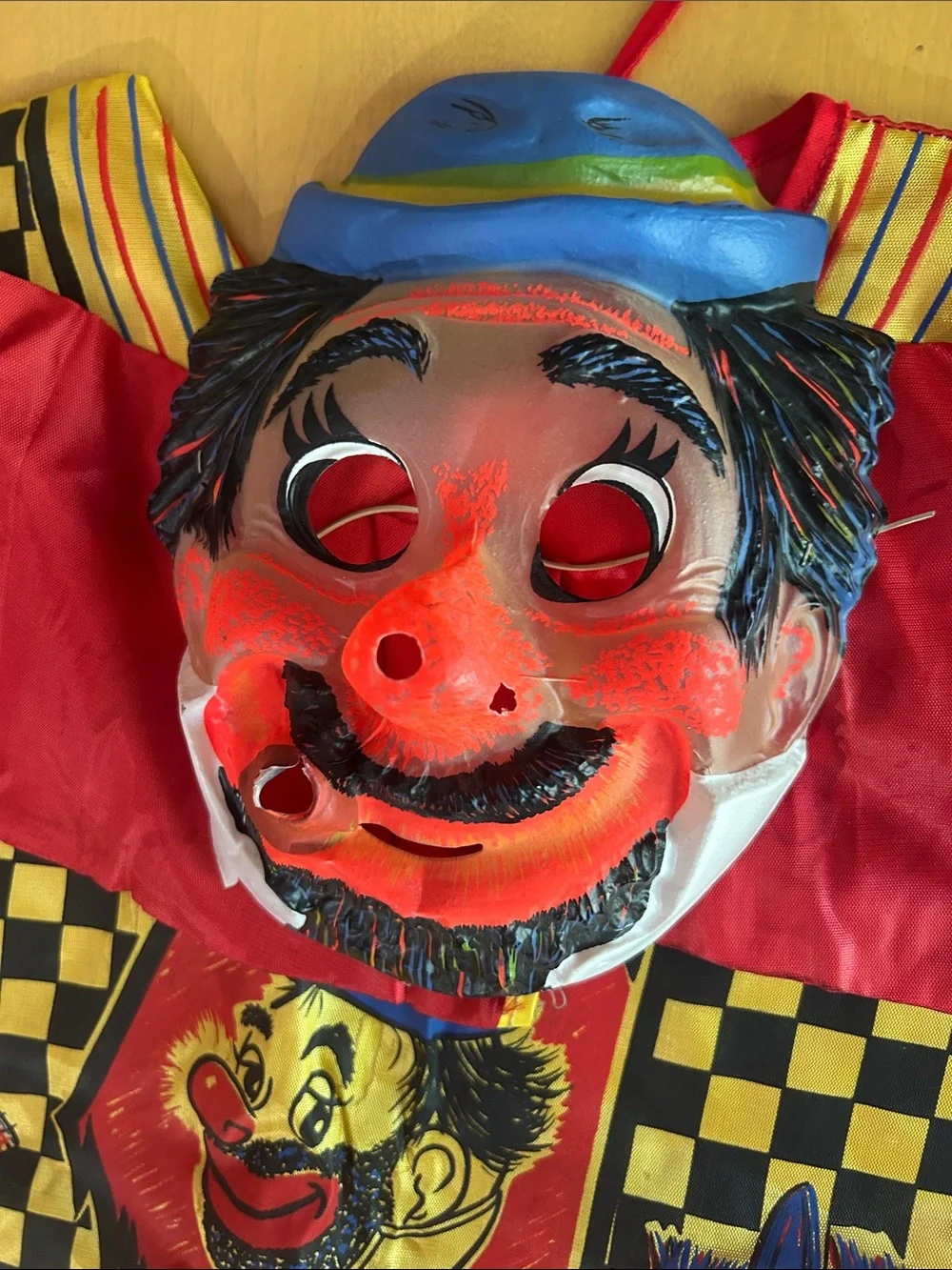 vintage Red and Yellow Clown Kids Costume with Mask🤡
